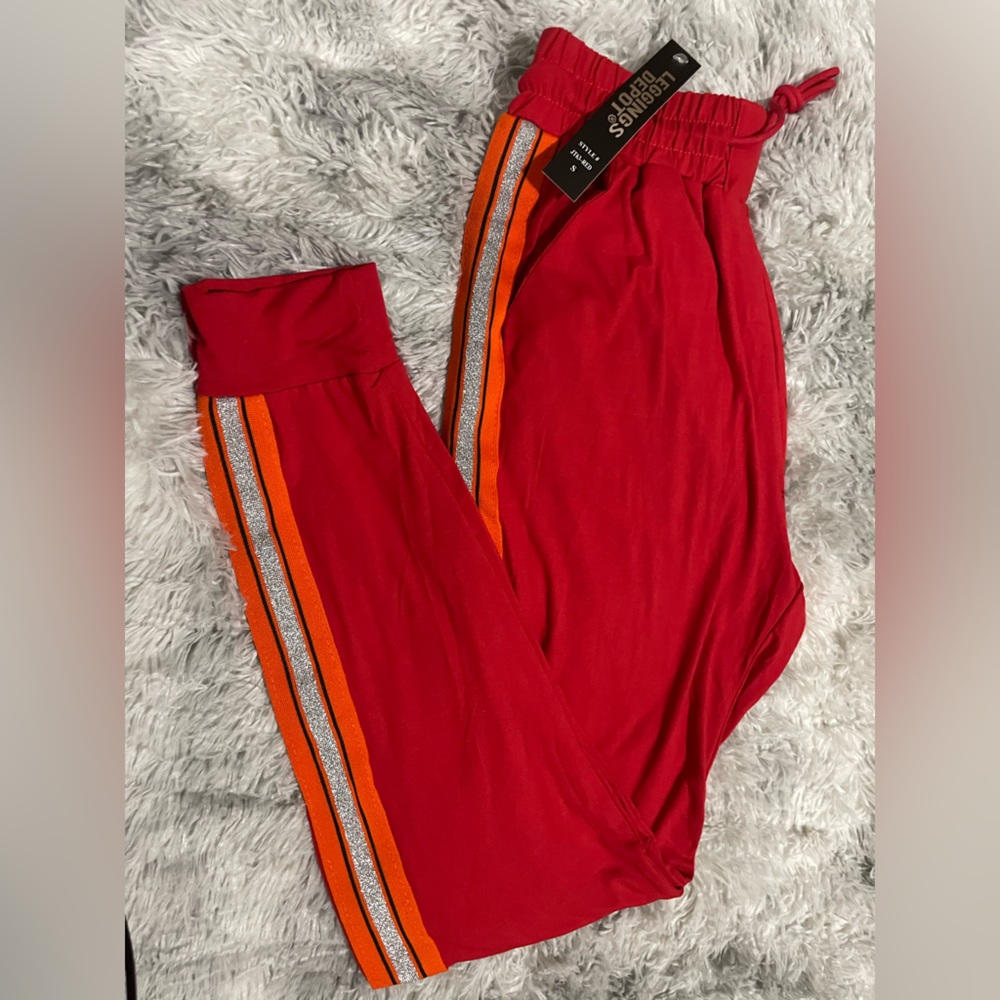 Women's Red/Orange stripped joggers